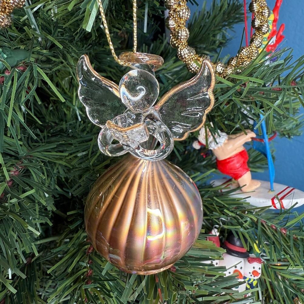 Vintage Ornament Golden Glass Angel Ornament